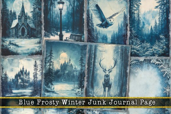 Download Blue Frosty Winter Junk Journal Pages - Premium Resources