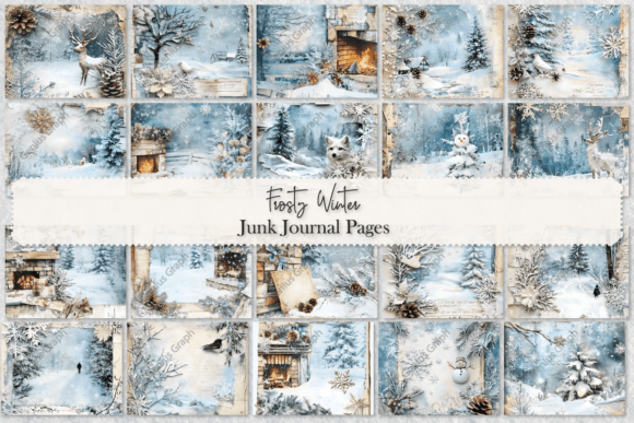 Download Frosty Winter Junk Journal Page Bundle - Premium Bundle